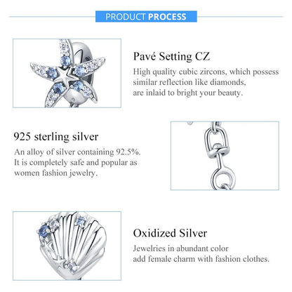 925 Sterling Silver Starfish Shell Safety Chain For Diy Bracelets