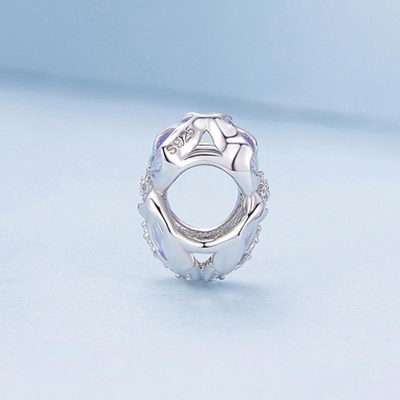 925 Sterling Silver Purple Flower Beads For Diy Bracelets