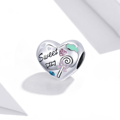 925 Sterling Silver Sweet Heart Beads For Diy Bracelets & Necklaces