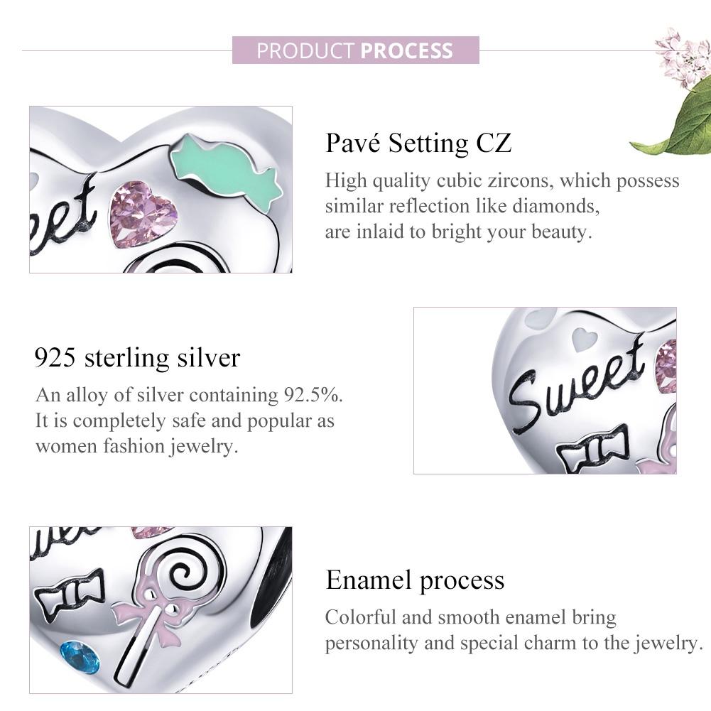 925 Sterling Silver Sweet Heart Beads For Diy Bracelets & Necklaces