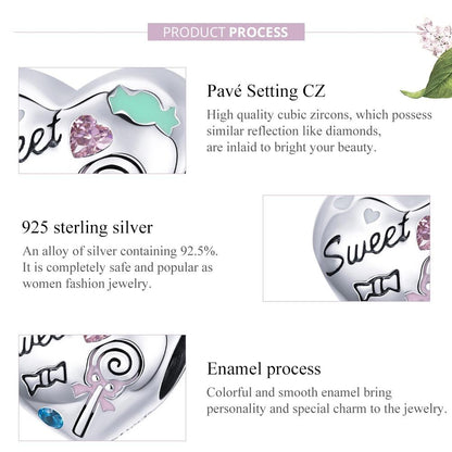 925 Sterling Silver Sweet Heart Beads For Diy Bracelets & Necklaces