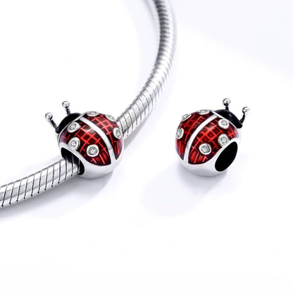 925 Sterling Silver Ladybug Pendant For Diy Bracelets