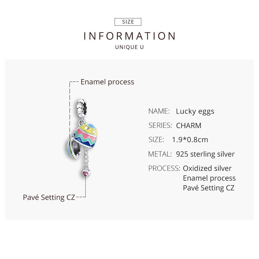 925 Sterling Silver Lucky Egg Pendant For Diy Bracelets & Necklaces
