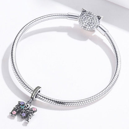 925 Sterling Silver Letter M Pendant For Diy Bracelets & Necklaces