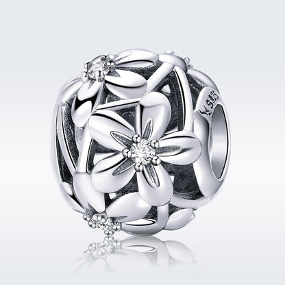 925 Sterling Silver Flower Shaped Beads For Diy Bracelets