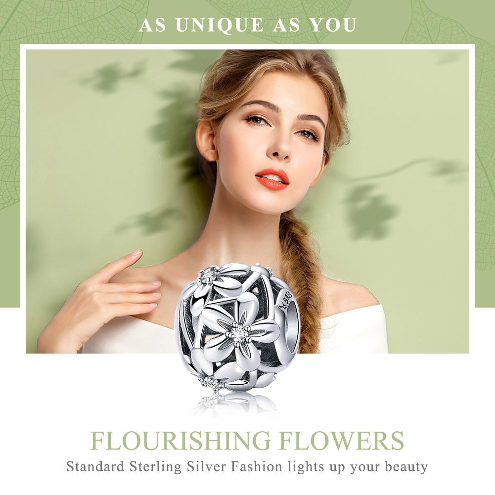 925 Sterling Silver Flower Shaped Beads For Diy Bracelets