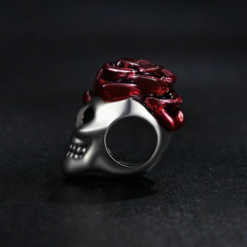 925 Sterling Silver Halloween Skull Bracelet With Rose And Pearl