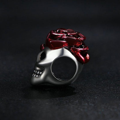 925 Sterling Silver Halloween Skull Bracelet With Rose And Pearl