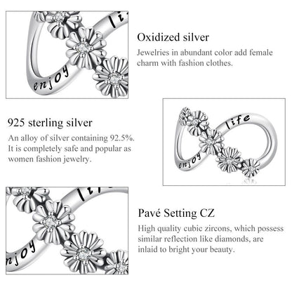 925 Sterling Silver Floral Bead Bracelet / Necklace Accessory