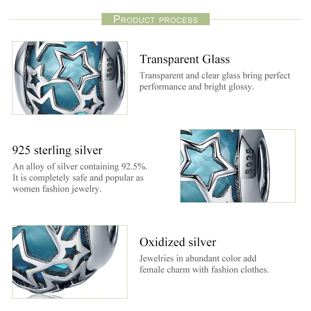 925 Sterling Silver Starry Sky Beads For Diy Bracelets & Necklaces