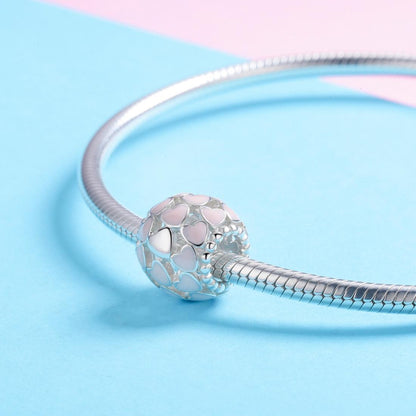 925 Sterling Silver Pure Pink Heart Diamond Beads