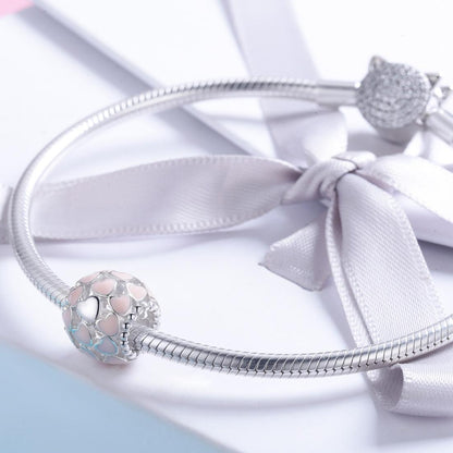 925 Sterling Silver Pure Pink Heart Diamond Beads