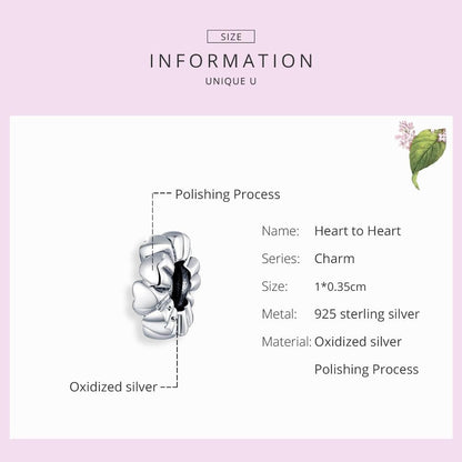 925 Sterling Silver Heart Beads For Diy Bracelets & Necklaces