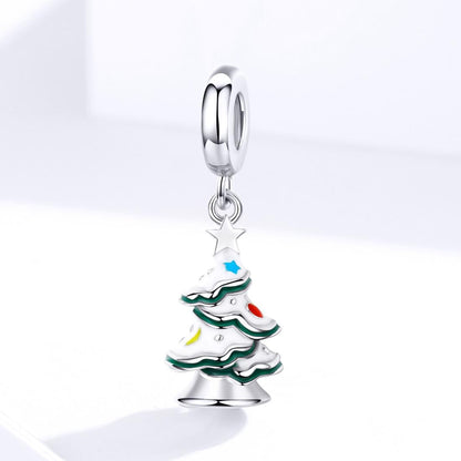 925 Sterling Silver Platinum Plated Christmas Tree Pendant For Diy Bracelets And Necklaces