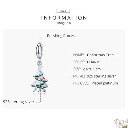 925 Sterling Silver Platinum Plated Christmas Tree Pendant For Diy Bracelets And Necklaces