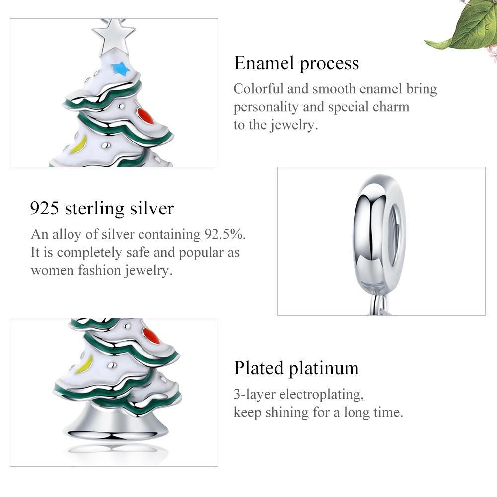 925 Sterling Silver Platinum Plated Christmas Tree Pendant For Diy Bracelets And Necklaces