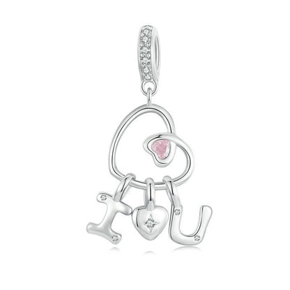 925 Sterling Silver Platinum Plated Love Letter Pendant