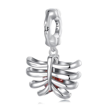 925 Sterling Silver Vintage Oxidized Rib Skull Pendant