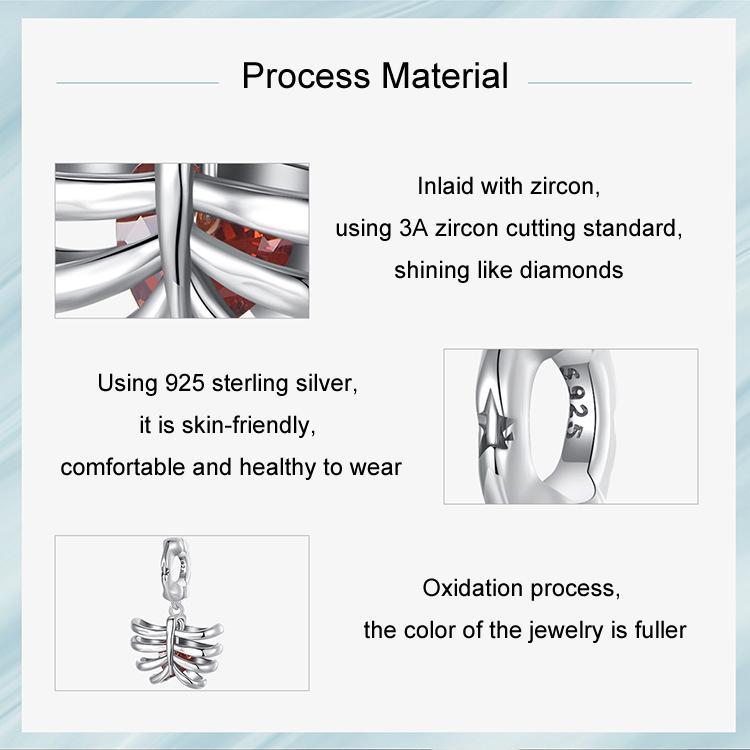 925 Sterling Silver Vintage Oxidized Rib Skull Pendant