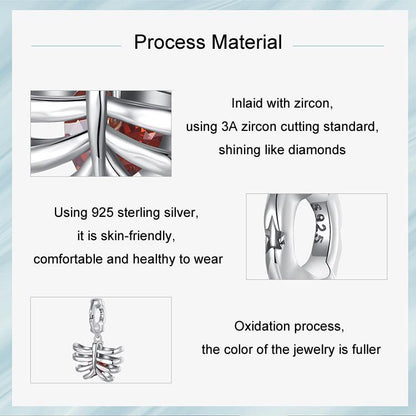 925 Sterling Silver Vintage Oxidized Rib Skull Pendant