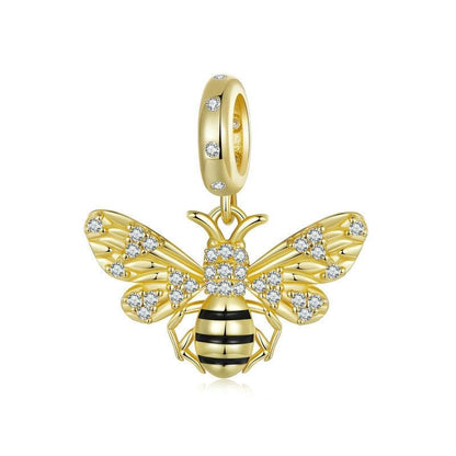 925 Sterling Silver Gold Plated Bee Bracelet Pendant