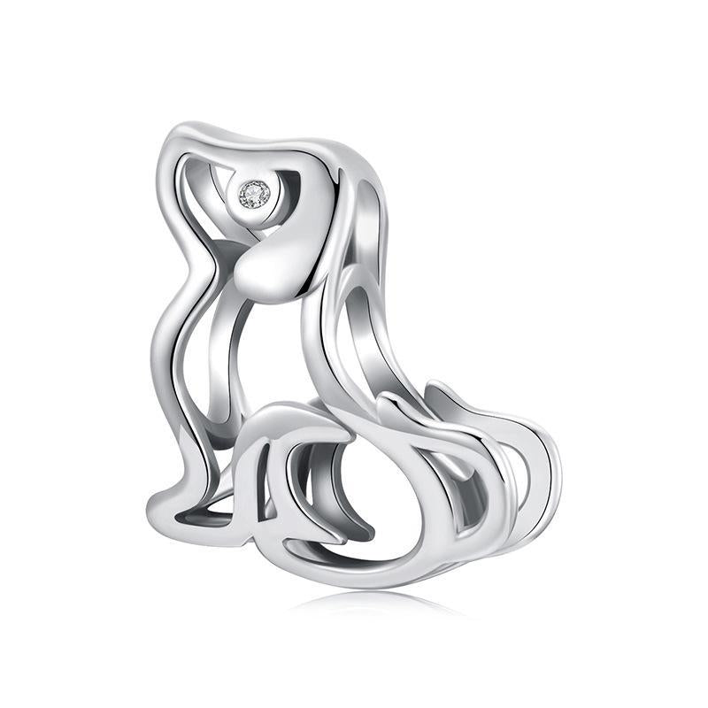 925 Sterling Silver Dog Bead Bracelet Cute & Hollow