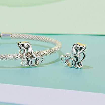 925 Sterling Silver Dog Bead Bracelet Cute & Hollow