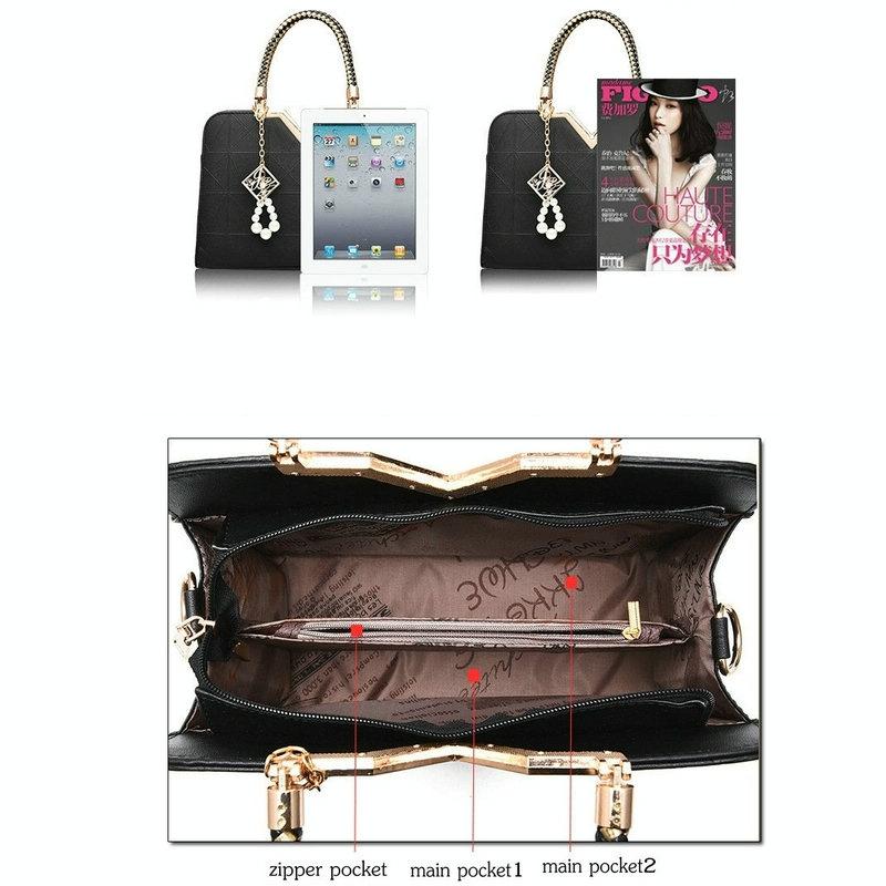 Women Zipper Shoulder Bag with Phone Pocket and Crossbody Strap - Black