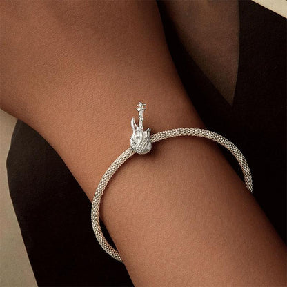 925 Sterling Silver Platinum Plated Skull Bass Pendant