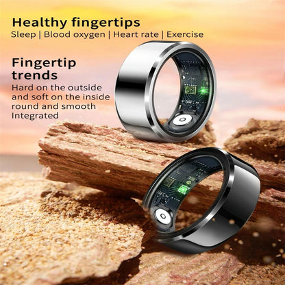 Smart Ring With Heart Rate Blood Oxygen And Sleep Monitoring - R6 Size 8 - Black
