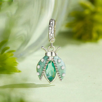 925 Sterling Silver Platinum Plated Ladybug Diy Beads