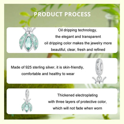 925 Sterling Silver Platinum Plated Ladybug Diy Beads