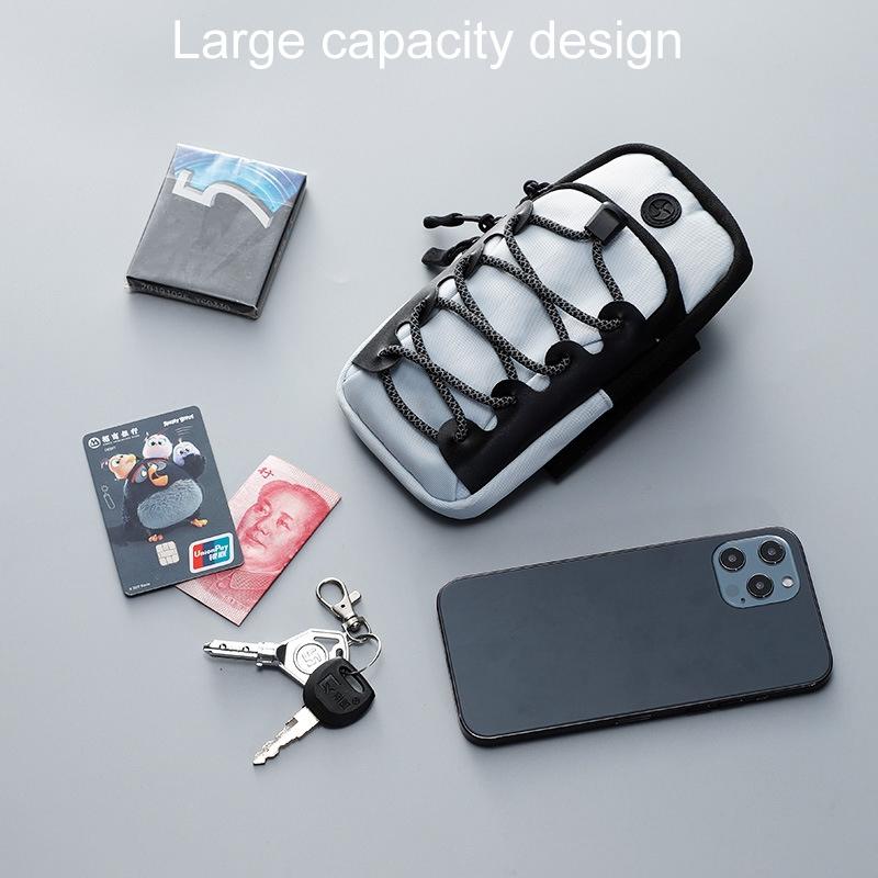 Reflective Cell Phone Arm Bag For Outdoor Fitness - Black