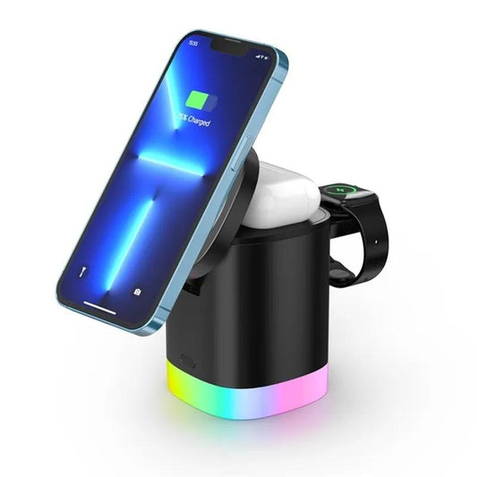 3 In 1 Magnetic Wireless Charger For Iphone Iwatch Airpods - White