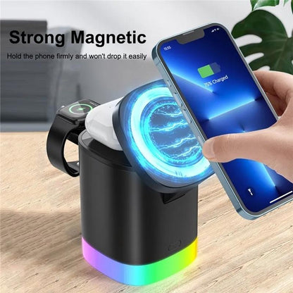 3 In 1 Magnetic Wireless Charger For Iphone Iwatch Airpods - White