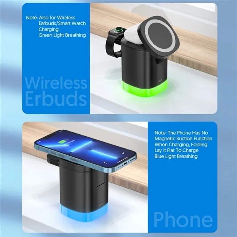 3 In 1 Magnetic Wireless Charger For Iphone Iwatch Airpods - White