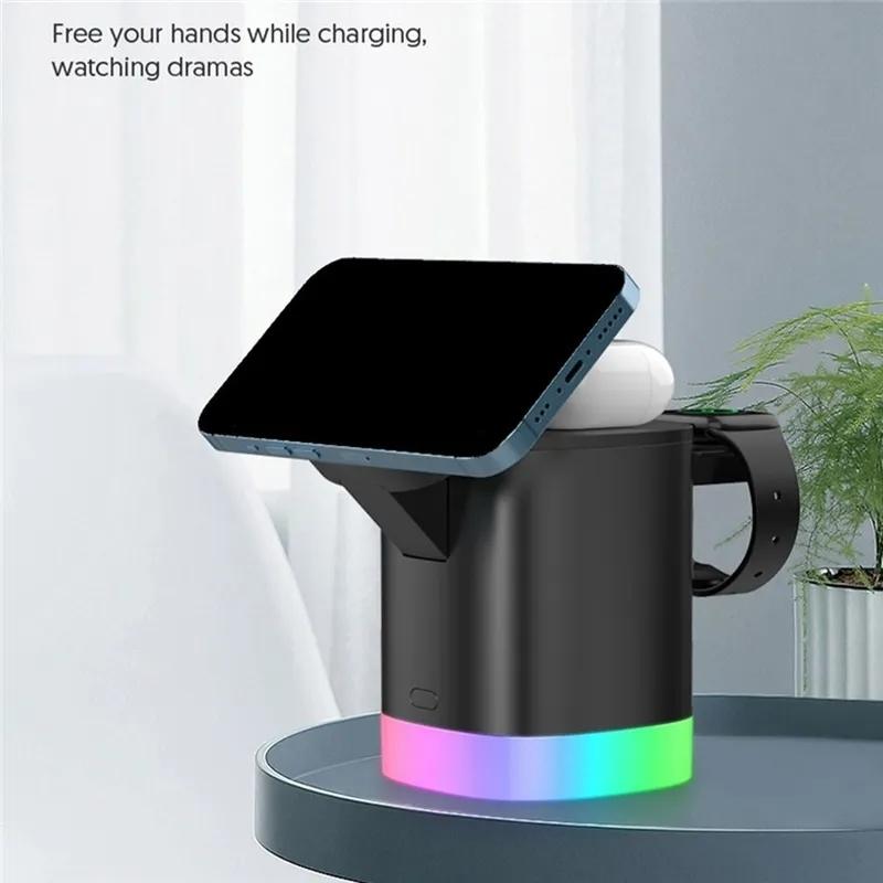 3 In 1 Magnetic Wireless Charger For Iphone Iwatch Airpods - White