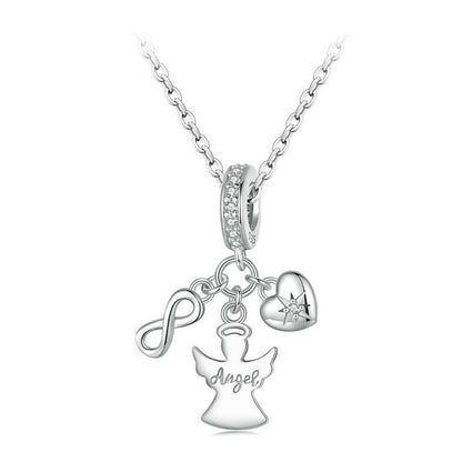 925 Sterling Silver Guardian Angel Good Luck Pendant