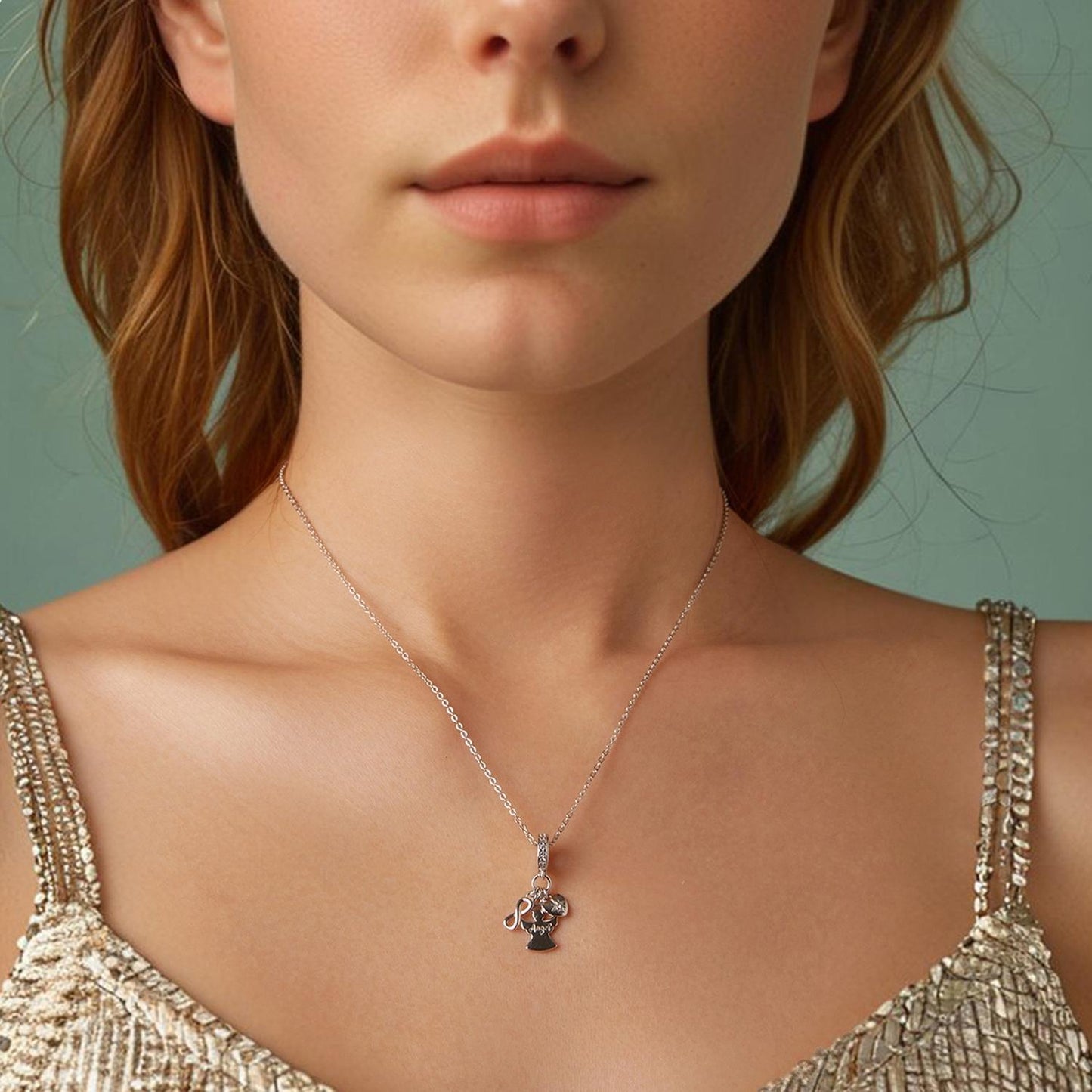 925 Sterling Silver Guardian Angel Good Luck Pendant