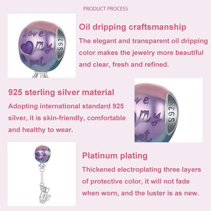 925 Sterling Silver Hot Air Balloon Cat Pendant
