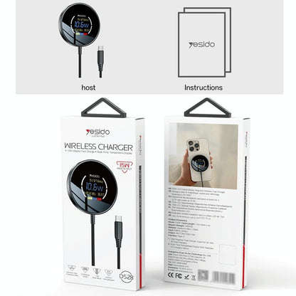 15W Magnetic Wireless Charger With Digital Display 1.2M