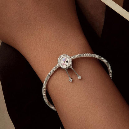 925 Sterling Silver Platinum Plated Tassel Beads Bracelet With