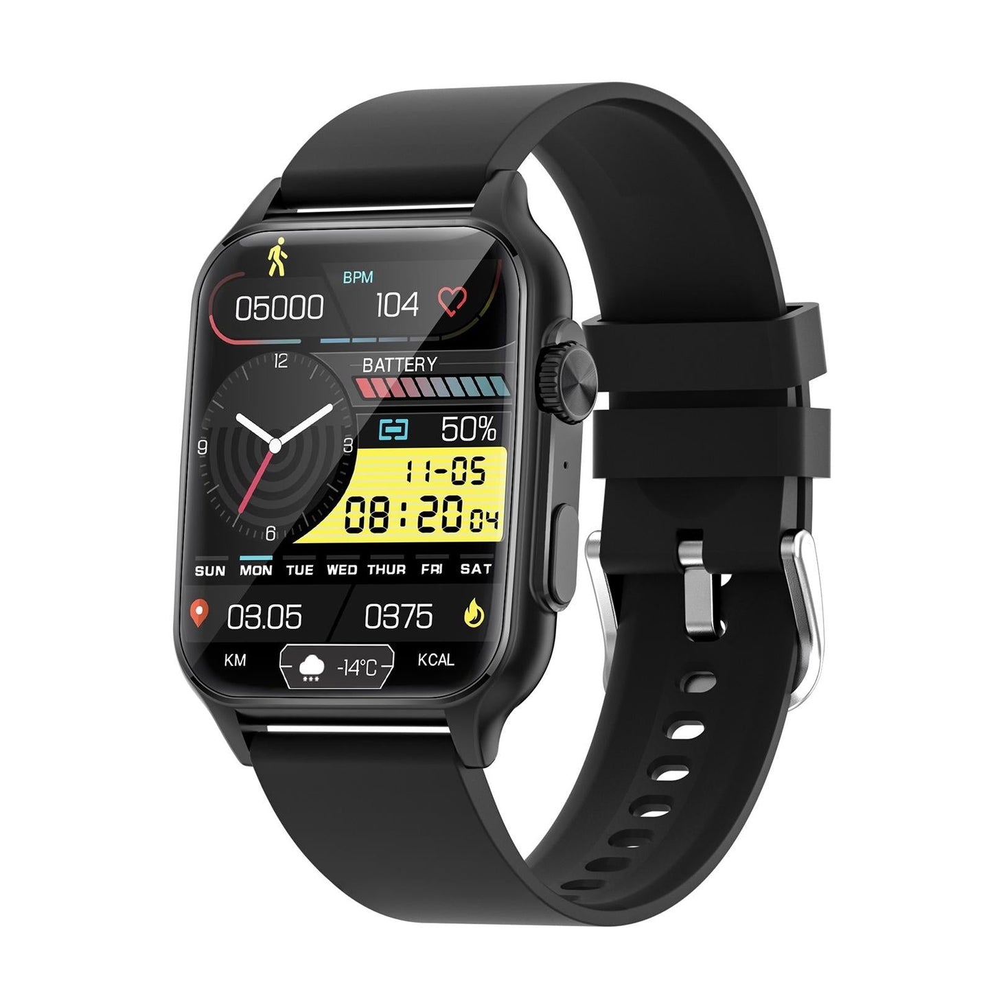 1.96 Inch Ips Screen Smart Watch Supports Bluetooth Calls / Blood Oxygen Monitoring - Black