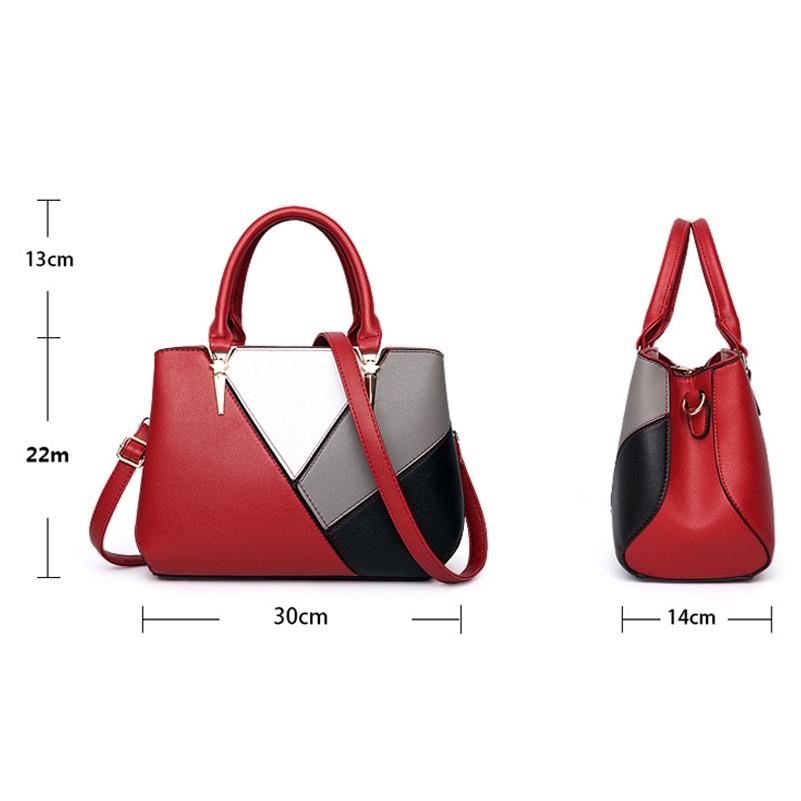 Colourblock Ladies Handbag - Pu Material - Red Wine