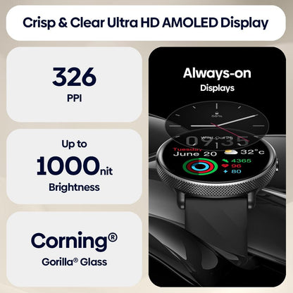 1.43 Inch Screen Voice Calling Smart Watch Support Heart Rate / Blood Pressure / Blood Oxygen - Black