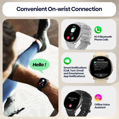 1.43 Inch Screen Voice Calling Smart Watch Support Heart Rate / Blood Pressure / Blood Oxygen - Black