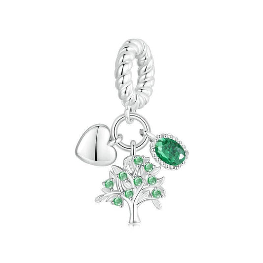 925 Sterling Silver Platinum Plated Zircon Tree Of Life Pendant
