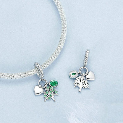 925 Sterling Silver Platinum Plated Zircon Tree Of Life Pendant