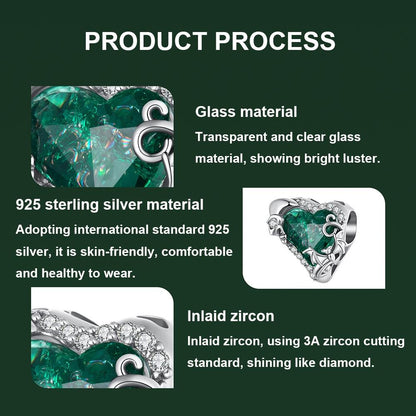 925 Sterling Silver Retro Heart Shaped Beads In