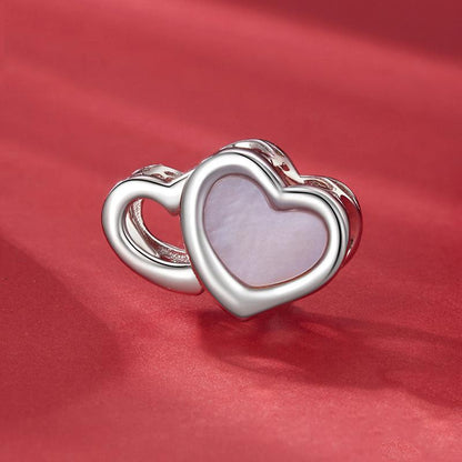 925 Sterling Silver Platinum Plated Pink Heart Diy Beads